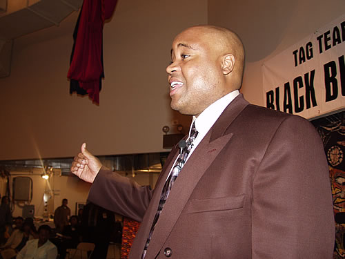 Delxino speaking, New York City Black Business Seminar