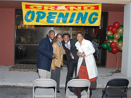 Members posing in front of new facility, TAG TEAM Marketing Atlanta Facility Grand Opening