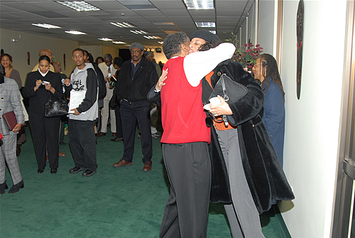 Eric greeting Ajuba, TAG TEAM Marketing Atlanta Facility Grand Opening